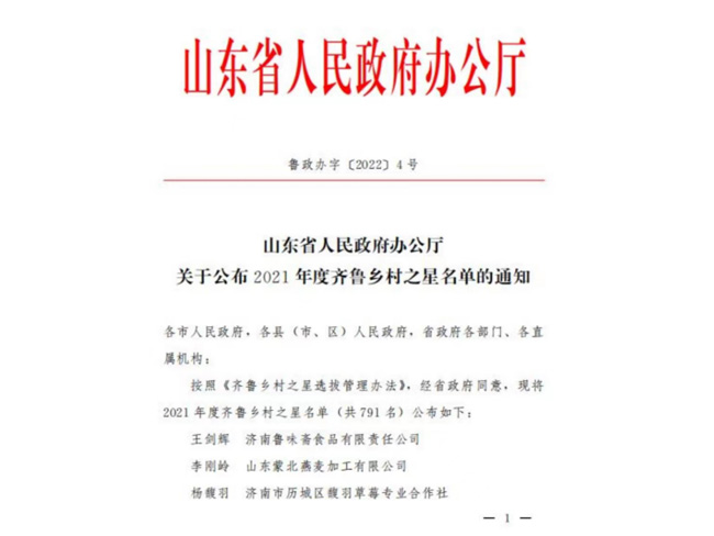2021年度齊魯鄉村之星